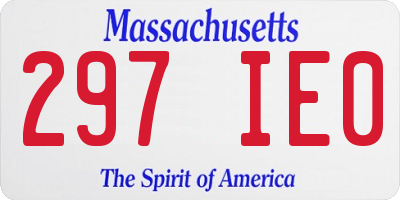 MA license plate 297IE0