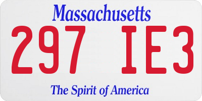 MA license plate 297IE3
