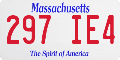 MA license plate 297IE4