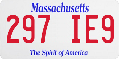 MA license plate 297IE9