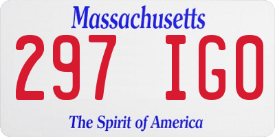 MA license plate 297IG0