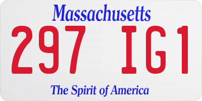 MA license plate 297IG1