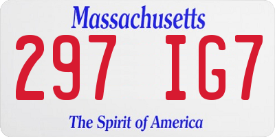 MA license plate 297IG7