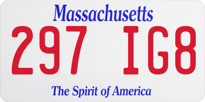 MA license plate 297IG8