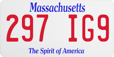 MA license plate 297IG9