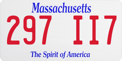 MA license plate 297II7