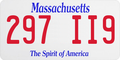 MA license plate 297II9