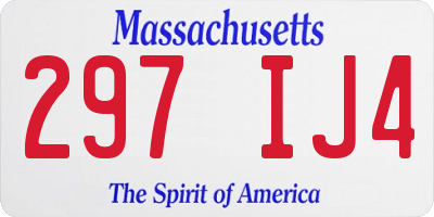 MA license plate 297IJ4