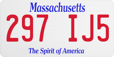 MA license plate 297IJ5