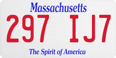 MA license plate 297IJ7