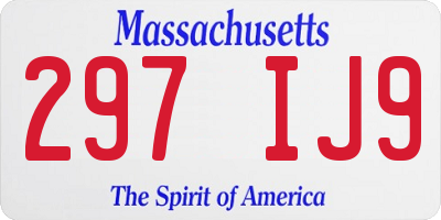 MA license plate 297IJ9