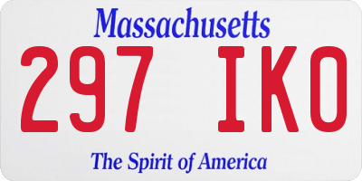 MA license plate 297IK0