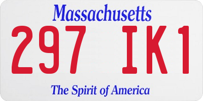 MA license plate 297IK1
