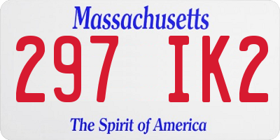 MA license plate 297IK2