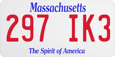 MA license plate 297IK3