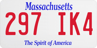 MA license plate 297IK4