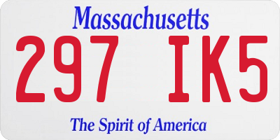 MA license plate 297IK5
