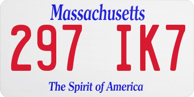 MA license plate 297IK7