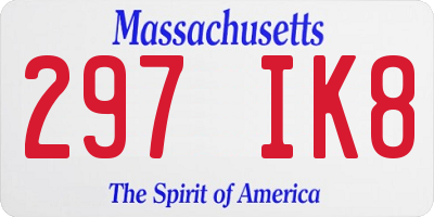 MA license plate 297IK8