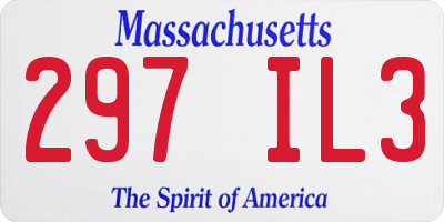 MA license plate 297IL3