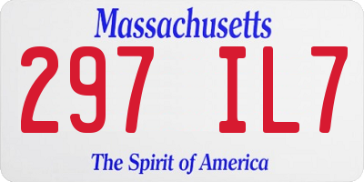 MA license plate 297IL7