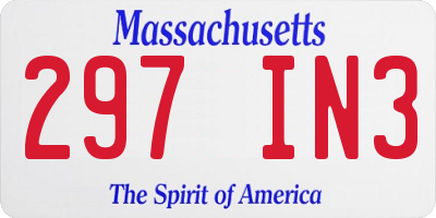 MA license plate 297IN3