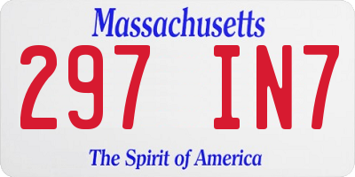 MA license plate 297IN7
