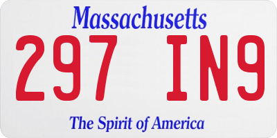 MA license plate 297IN9