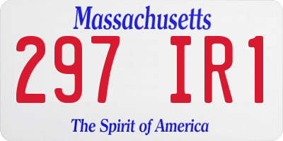 MA license plate 297IR1