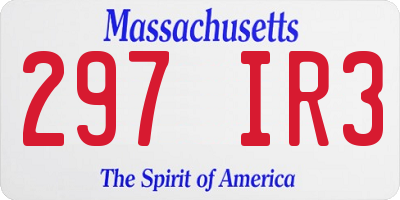 MA license plate 297IR3