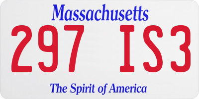 MA license plate 297IS3