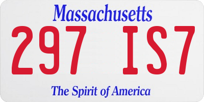 MA license plate 297IS7