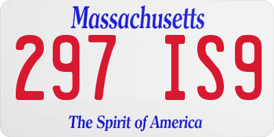 MA license plate 297IS9