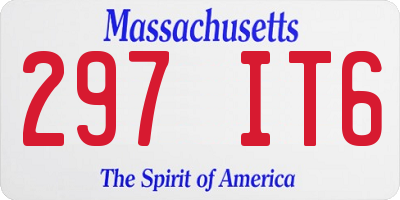 MA license plate 297IT6