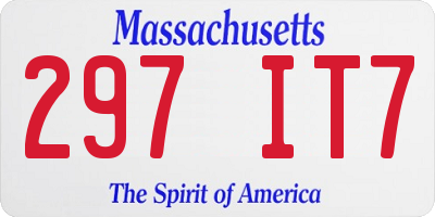 MA license plate 297IT7