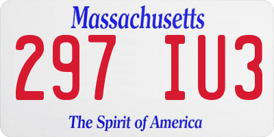 MA license plate 297IU3