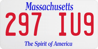 MA license plate 297IU9