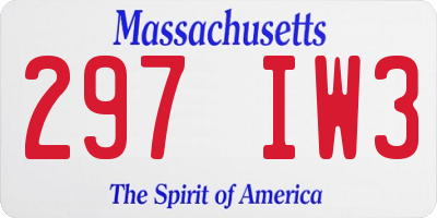 MA license plate 297IW3
