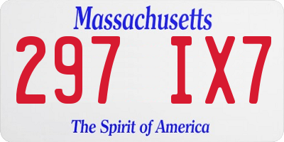 MA license plate 297IX7