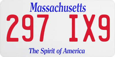 MA license plate 297IX9