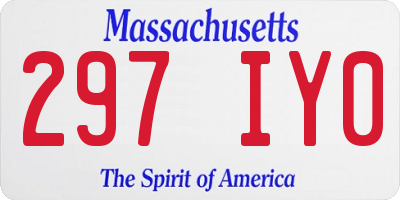 MA license plate 297IY0