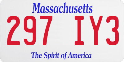 MA license plate 297IY3
