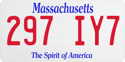 MA license plate 297IY7