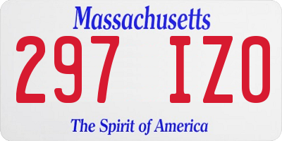 MA license plate 297IZ0