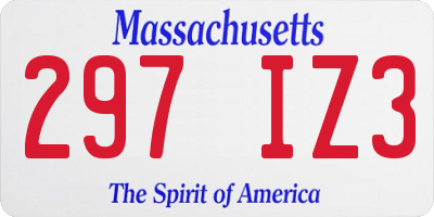 MA license plate 297IZ3