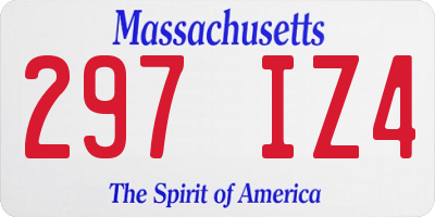 MA license plate 297IZ4