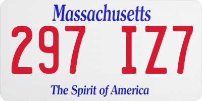 MA license plate 297IZ7
