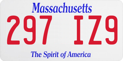 MA license plate 297IZ9