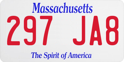 MA license plate 297JA8
