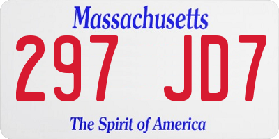 MA license plate 297JD7